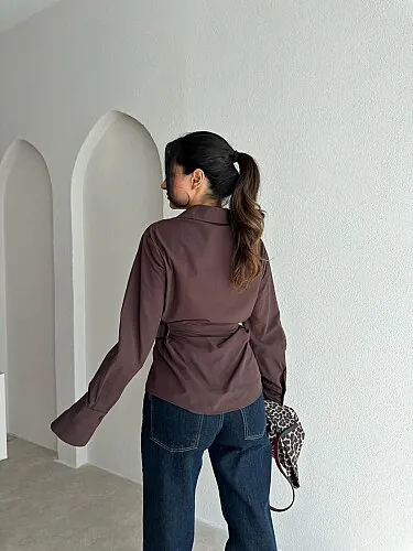 NİLA Kemer Detaylı Gömlek 4224 - Acı Kahve - 2