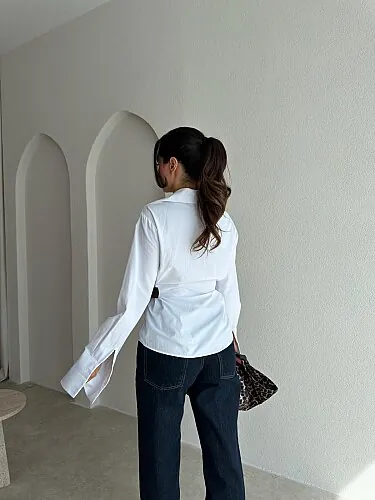 NİLA Kemer Detaylı Gömlek 4224 - Beyaz - 2