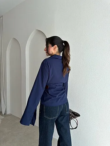 NİLA Kemer Detaylı Gömlek 4224 - Lacivert - 2