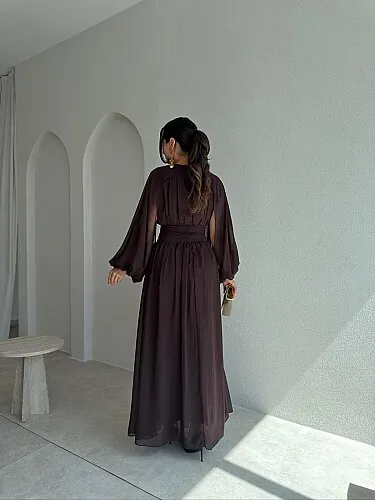 NORELLA Maxi Elbise 4151 - Acı Kahve - 3