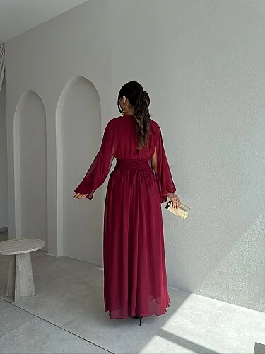 NORELLA Maxi Elbise 4151 - Bordo - 3