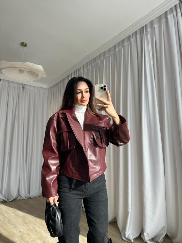 NOXİS Deri Ceket 8731 - Bordo - 3