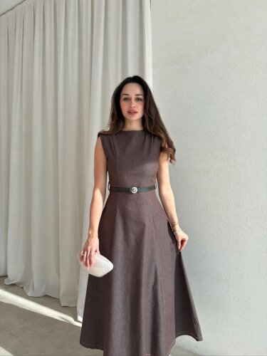 ODESSA Denim Elbise 1597 - Acı Kahve - 2