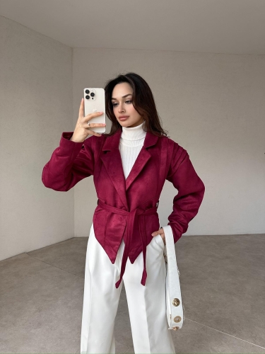 Omuz Detaylı FRANCİS Süet Ceket 1255 - Bordo - 3