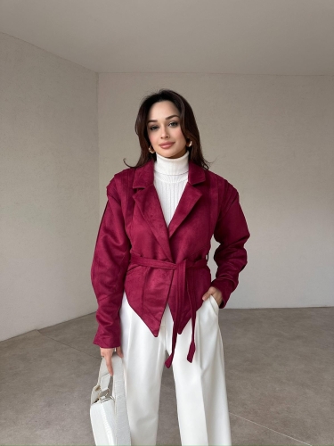 Omuz Detaylı FRANCİS Süet Ceket 1255 - Bordo 