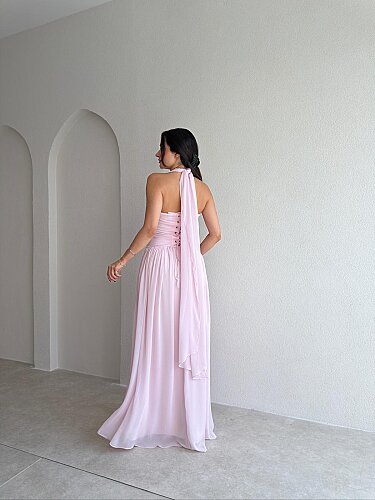 OSTERA Maxi Elbise 4024 - Pudra - 5