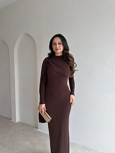 OTİLİA Midi Elbise 4311 - Acı Kahve - 2