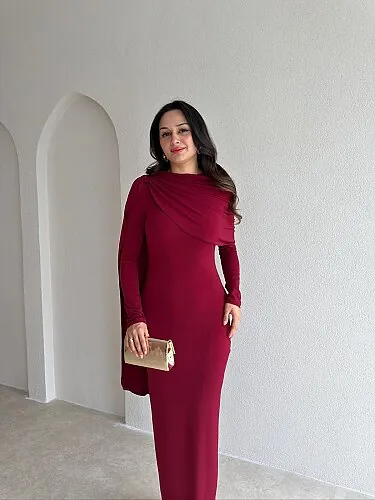 OTİLİA Midi Elbise 4311 - Bordo - 2