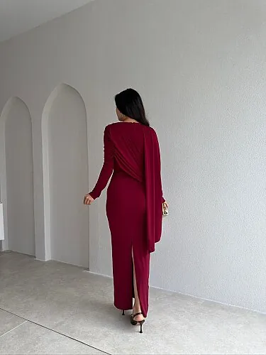 OTİLİA Midi Elbise 4311 - Bordo - 3