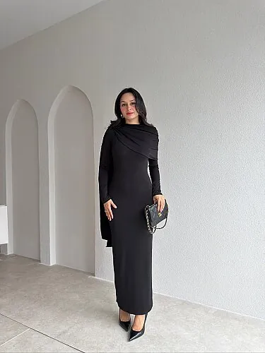 OTİLİA Midi Elbise 4311 - Siyah - Mooi Butik