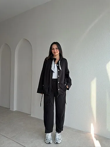 OTRO Fularlı Takım 5268 - Siyah - Mooi Butik
