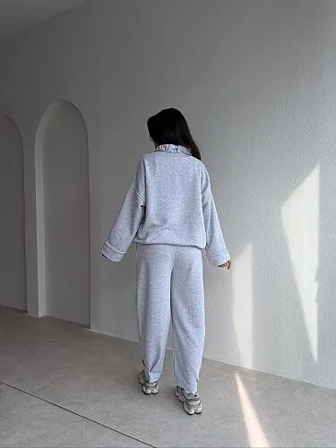 OTRO Fularlı Takım 5268 - Gri - 3