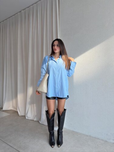 Oversize Basic CAZZİE Gömlek 7294 - Mavi · 3
