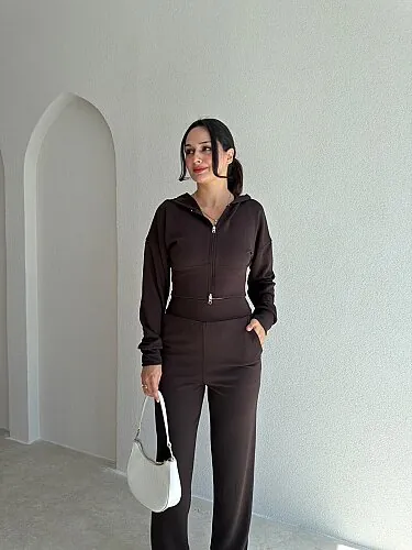 PALMER Fermuarlı Takım 4189 - Acı Kahve - 2