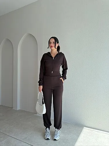PALMER Fermuarlı Takım 4189 - Acı Kahve - Mooi Butik