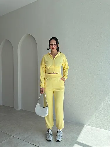 PALMER Fermuarlı Takım 4189 - Sarı - Mooi Butik