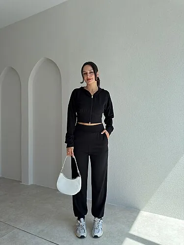 PALMER Fermuarlı Takım 4189 - Siyah - Mooi Butik