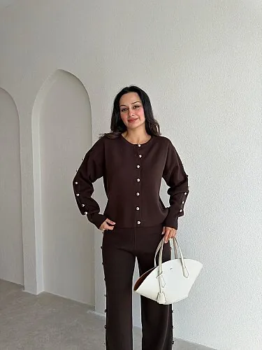 PARVİNA Triko Takım 6948 - Acı Kahve - Mooi Butik