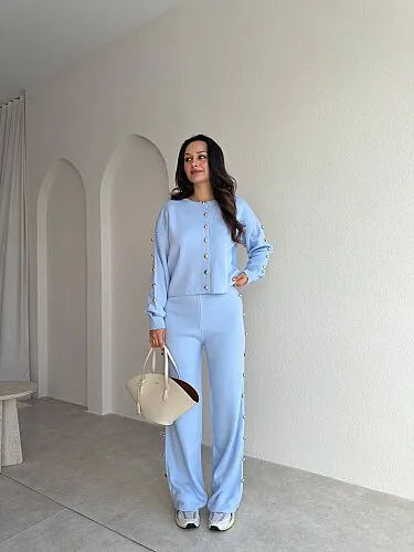 PARVİNA Triko Takım 6948 - Bebe Mavisi - 2