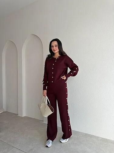 PARVİNA Triko Takım 6948 - Bordo - 2