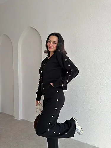 PARVİNA Triko Takım 6948 - Siyah - Mooi Butik