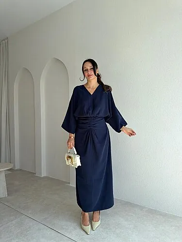 PAVARD Midi Elbise 4194 - Lacivert - Mooi Butik