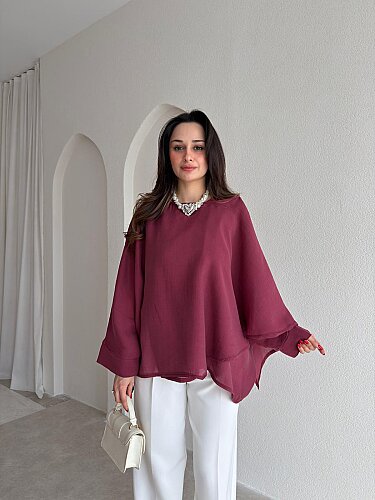 PAVİA Pelerin 6884 - Bordo - Mooi Butik