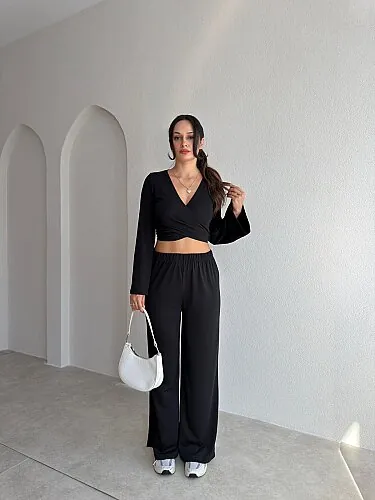 PEDRİ Bağlama Detaylı Takım 4188 - Siyah - Mooi Butik