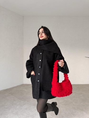 Peluş Dokulu OLGA Çanta 3453 - Kırmızı - Mooi Butik