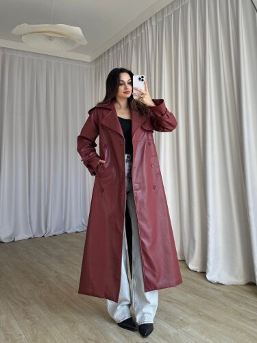 PENNY Deri Trençkot 8487 - Bordo - 1