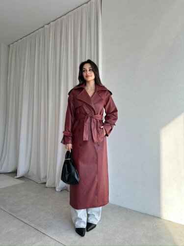 PENNY Deri Trençkot 8487 - Bordo - 3