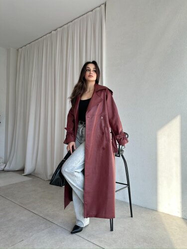 PENNY Deri Trençkot 8487 - Bordo - 2