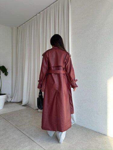 PENNY Deri Trençkot 8487 - Bordo - 4