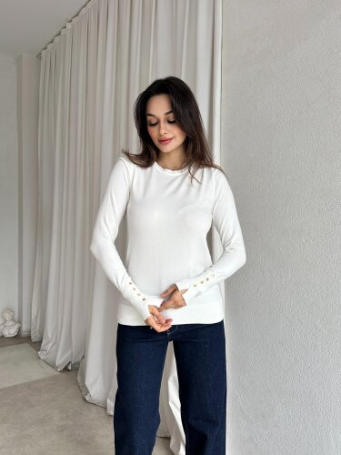 PEREZ Kazak 8494 - Beyaz - Mooi Butik