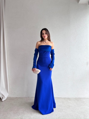 PERİSA Maxi Elbise 5082 - Saks Mavisi 