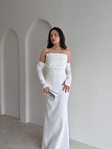 PERİSA Maxi Elbise 5082 - Beyaz - 2