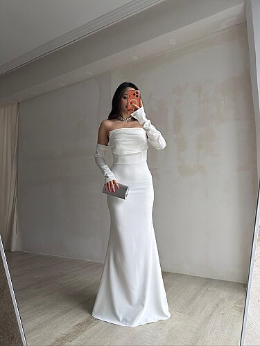 PERİSA Maxi Elbise 5082 - Beyaz - 4