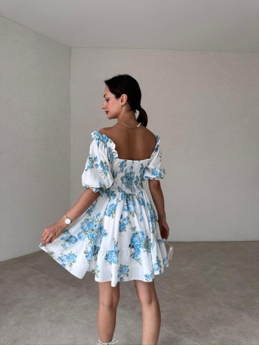 PERONA Mini Elbise 6658 - Mavi - 3