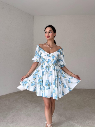 PERONA Mini Elbise 6658 - Mavi - 1