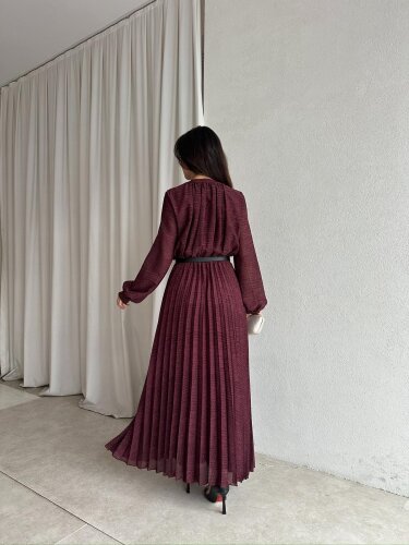 PETER Kemerli Maxi Elbise 8773 - Bordo · 3