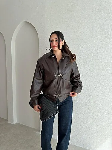 PİERO Deri Ceket 4222 - Acı Kahve - Mooi Butik