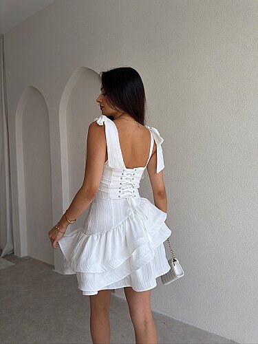  PLUMP Mini Elbise 4018 - Beyaz - 2