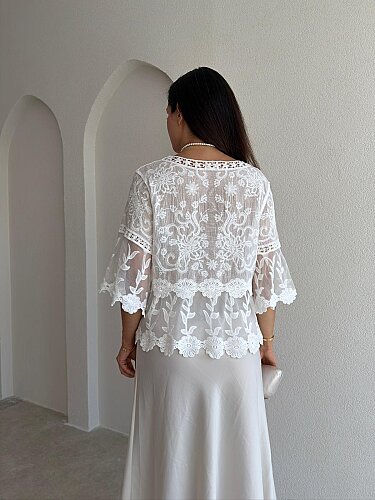 PORSENTA Bluz 5518 - Beyaz - 4