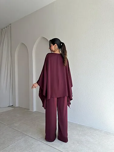 PRİVE Saten Takım 4416 - Bordo - 3