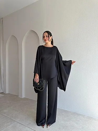 PRİVE Saten Takım 4416 - Siyah - Mooi Butik