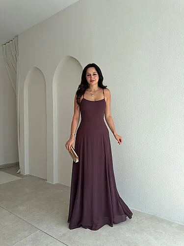 RAİKA Maxi Elbise 4106 - Acı Kahve - Mooi Butik