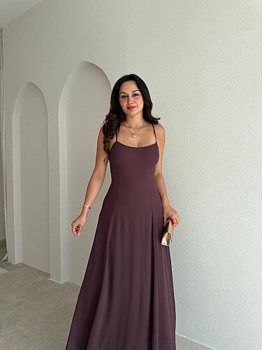 RAİKA Maxi Elbise 4106 - Acı Kahve - 2