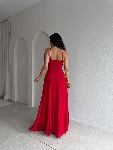 RAİKA Maxi Elbise 4106 - Kırmızı - 3