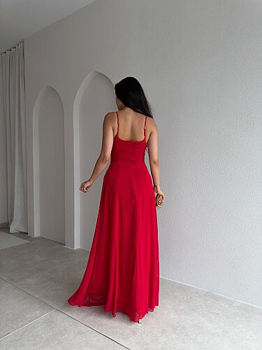 RAİKA Maxi Elbise 4106 - Kırmızı - 3