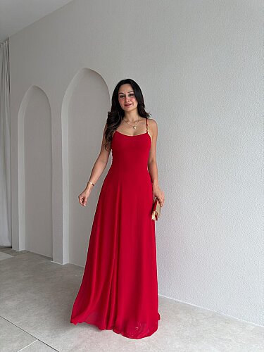 RAİKA Maxi Elbise 4106 - Kırmızı - 1